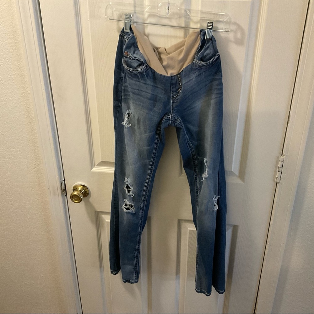 Wildflower Maternity Jeans. Distressed